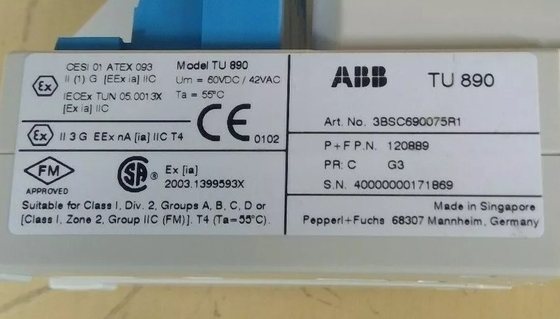 ABB TU890 3BSC690075R1 Module Termination UNIT met intrinsieke veiligheidsinterface