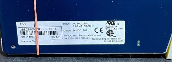 ABB SD834 3BSC610067R1 Stroomvoorziening S800 I/O-module DCS Onderdelen In voorraad