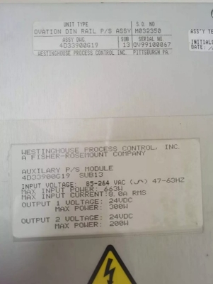 4D33900G19 Westinghouse Ovation Hulpbron 663W Max. Invoervermogen