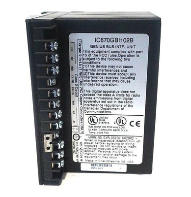IC670GBI102 van het het Gebieds I/O 120Vac/125Vdc Aangedreven Genie van GE Fanuc GE Eenheid van de de Businterface General Electric