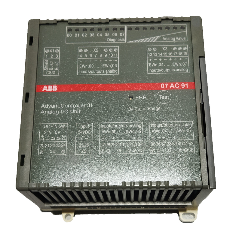 07AC91 GJR5252300R0101 ABB AC31 Analoog I/O-module 8AC 24VDC AC U/I 12bit+Sign