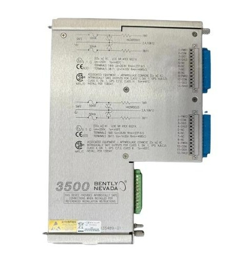 3500/42M-05-00 135489-02 Bently Nevada I/O-module met interne barrières Interne afsluitingen 2 X Prox/Accel